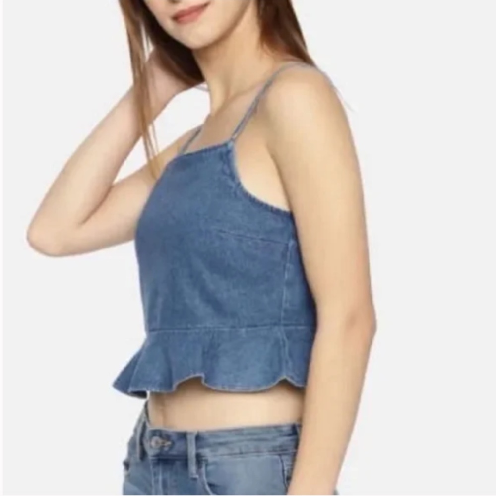 American Eagle Denim Peplum Crop Top